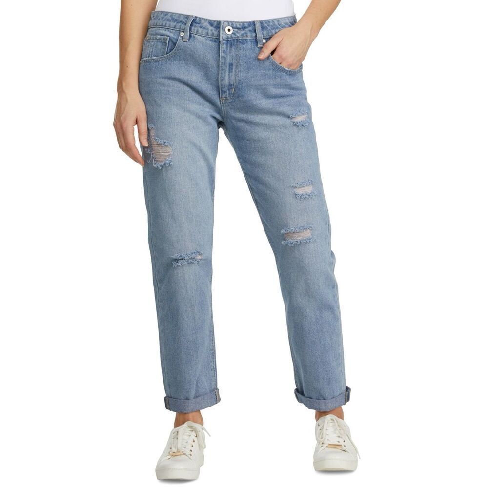 Numero‎ Women's Destructed Rolled-Cuff Boyfriend Jeans Size 32